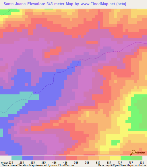 Santa Juana,Venezuela Elevation Map