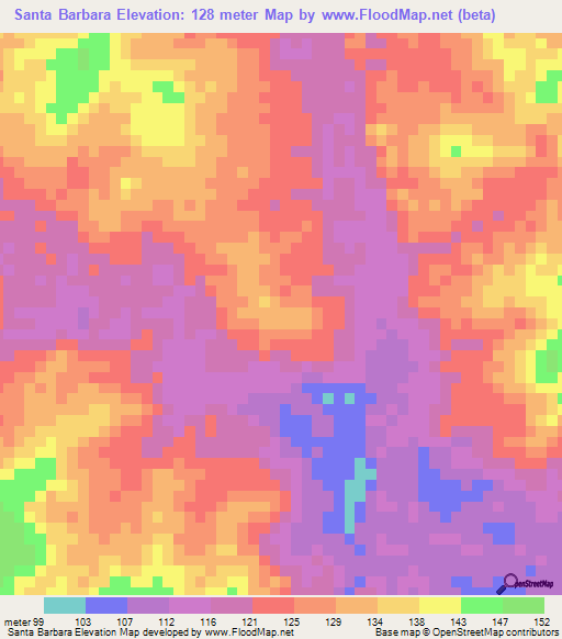 Santa Barbara,Venezuela Elevation Map