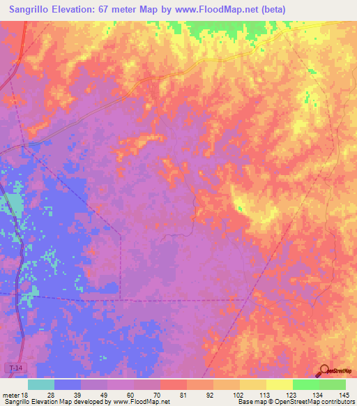 Sangrillo,Venezuela Elevation Map