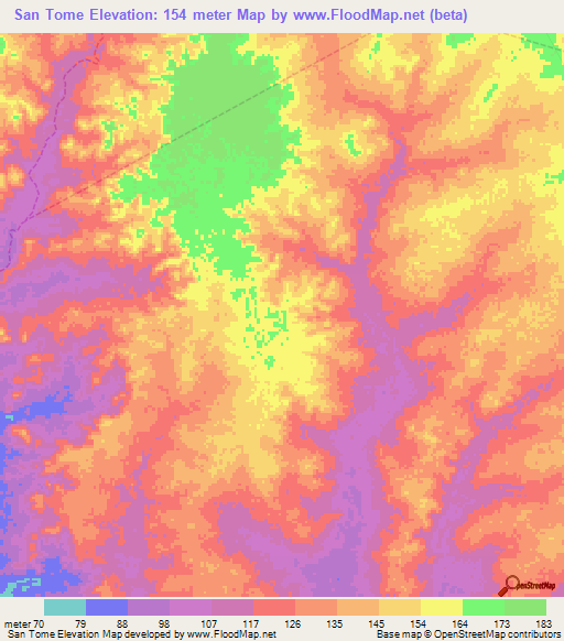 San Tome,Venezuela Elevation Map