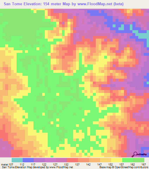 San Tome,Venezuela Elevation Map
