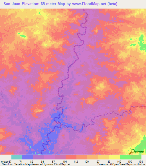 San Juan,Venezuela Elevation Map