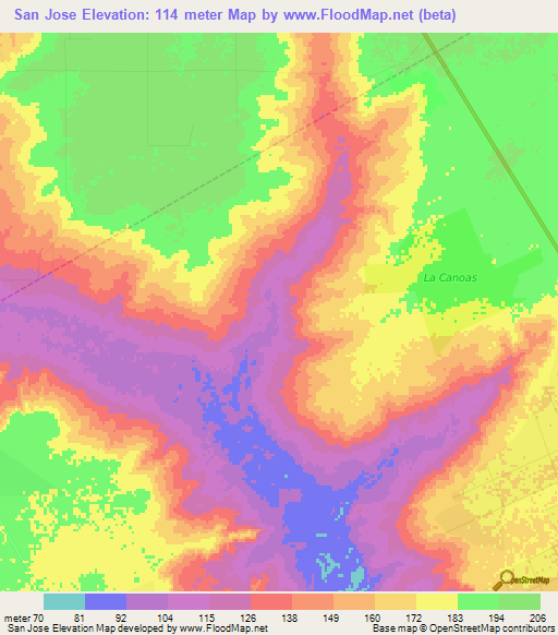 San Jose,Venezuela Elevation Map