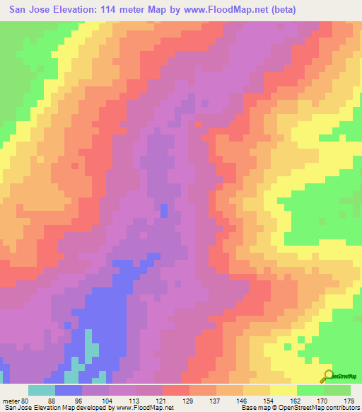 San Jose,Venezuela Elevation Map