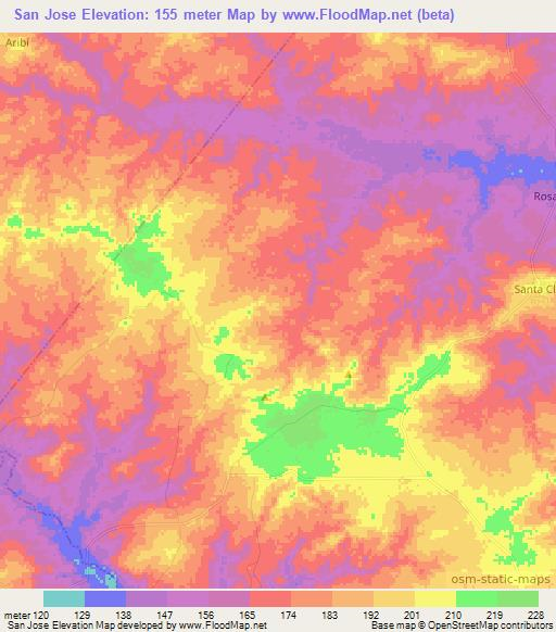 San Jose,Venezuela Elevation Map