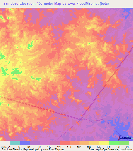 San Jose,Venezuela Elevation Map