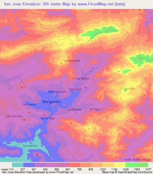 San Jose,Venezuela Elevation Map