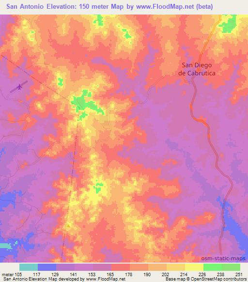 San Antonio,Venezuela Elevation Map