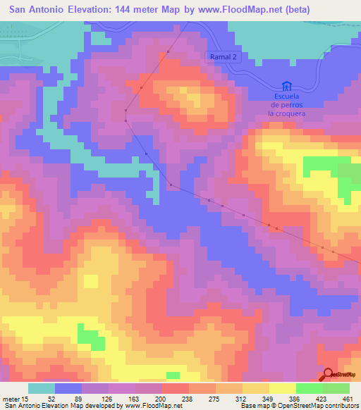 San Antonio,Venezuela Elevation Map