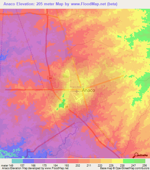 Anaco,Venezuela Elevation Map