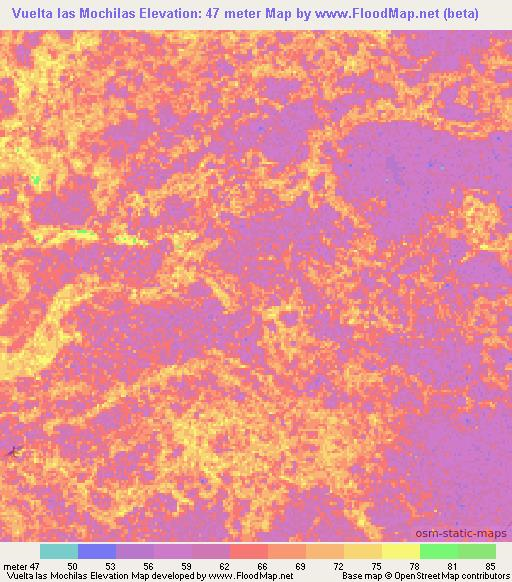 Vuelta las Mochilas,Venezuela Elevation Map