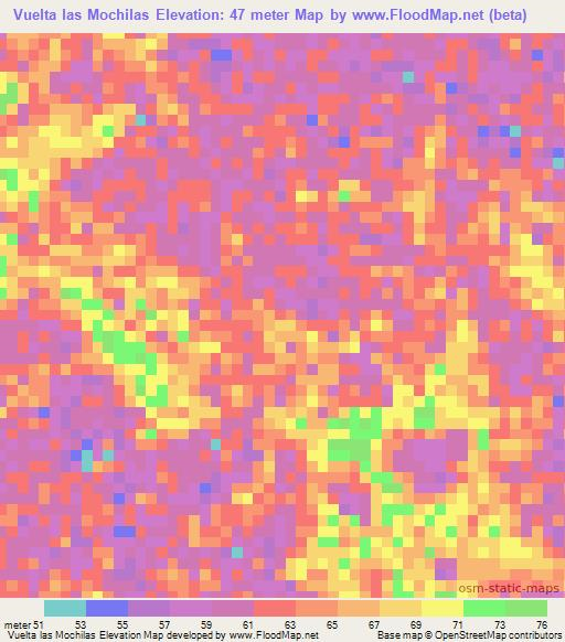 Vuelta las Mochilas,Venezuela Elevation Map