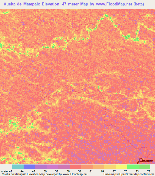 Vuelta de Matapalo,Venezuela Elevation Map