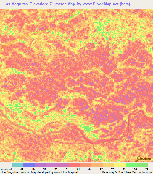 Las Veguitas,Venezuela Elevation Map