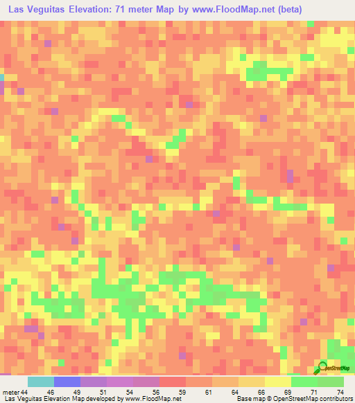 Las Veguitas,Venezuela Elevation Map