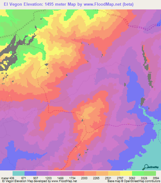 El Vegon,Venezuela Elevation Map
