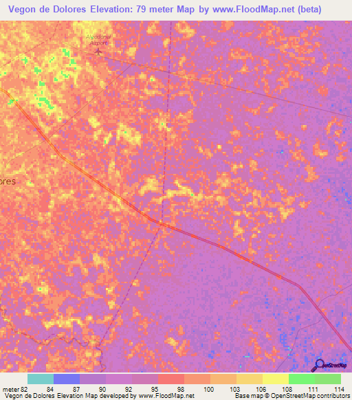 Vegon de Dolores,Venezuela Elevation Map