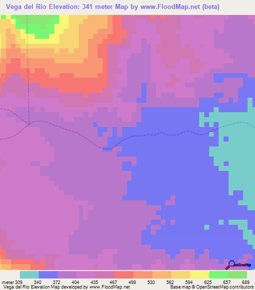 Vega del Rio,Venezuela Elevation Map