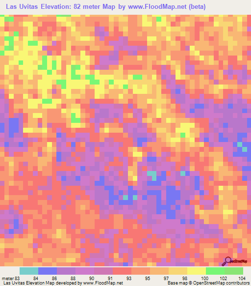 Las Uvitas,Venezuela Elevation Map