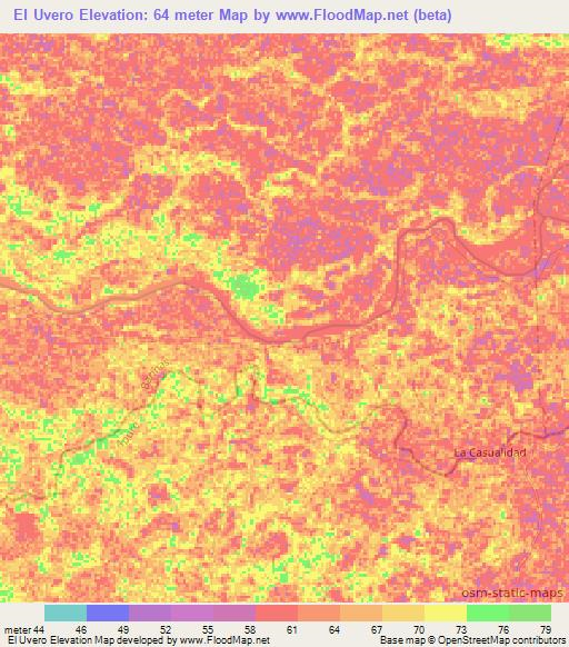 El Uvero,Venezuela Elevation Map