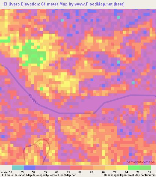 El Uvero,Venezuela Elevation Map