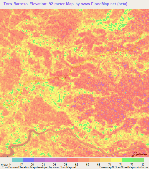 Toro Barroso,Venezuela Elevation Map