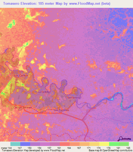 Tomasero,Venezuela Elevation Map