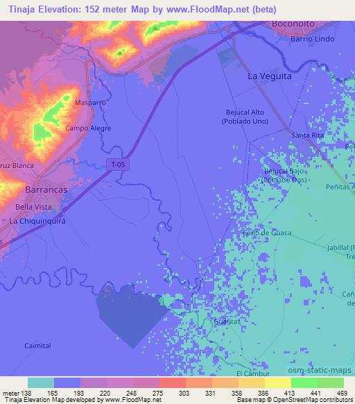 Tinaja,Venezuela Elevation Map