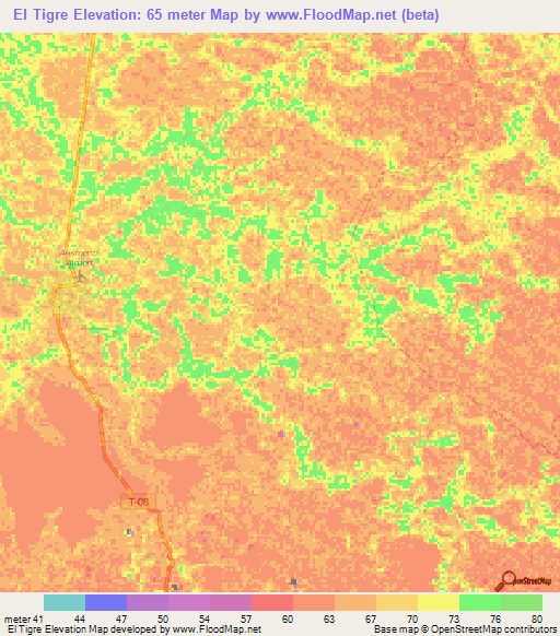 El Tigre,Venezuela Elevation Map