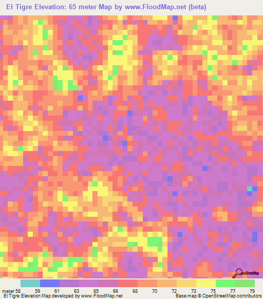 El Tigre,Venezuela Elevation Map