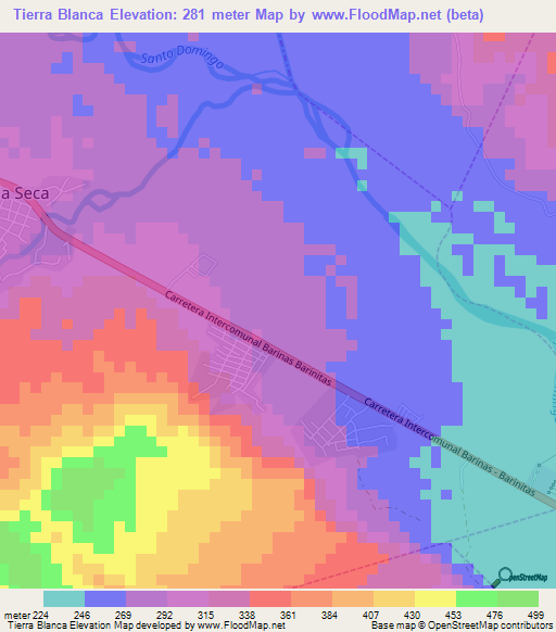 Tierra Blanca,Venezuela Elevation Map