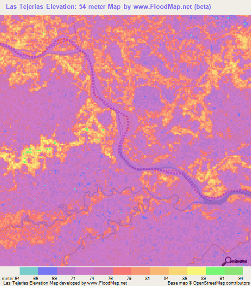 Las Tejerias,Venezuela Elevation Map