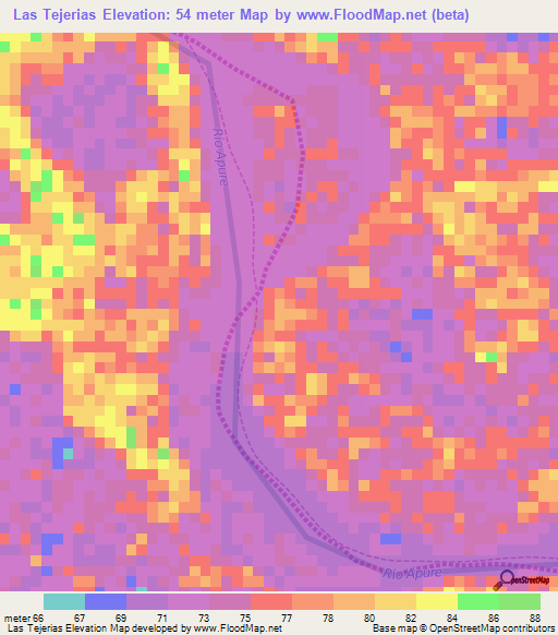 Las Tejerias,Venezuela Elevation Map