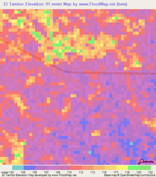 El Tambor,Venezuela Elevation Map