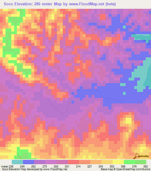 Soco,Venezuela Elevation Map