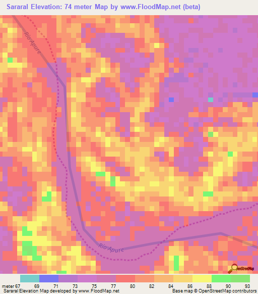 Sararal,Venezuela Elevation Map