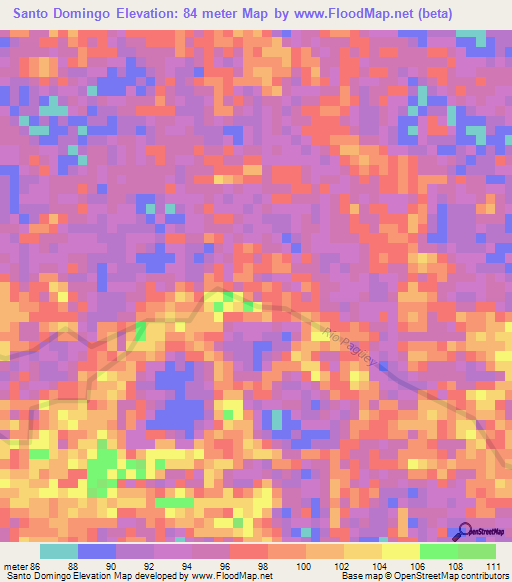 Santo Domingo,Venezuela Elevation Map