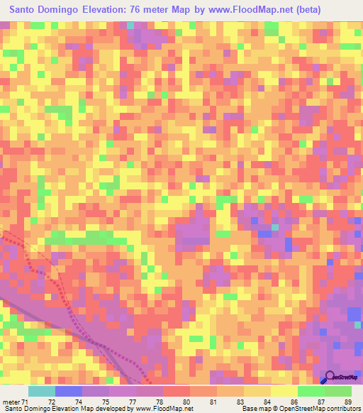 Santo Domingo,Venezuela Elevation Map
