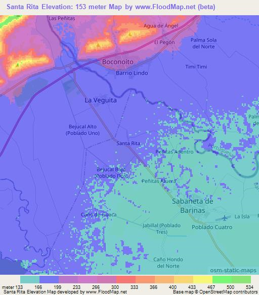 Santa Rita,Venezuela Elevation Map