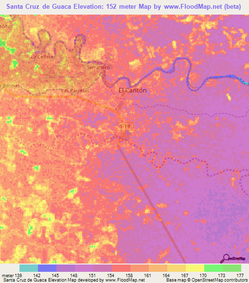 Santa Cruz de Guaca,Venezuela Elevation Map