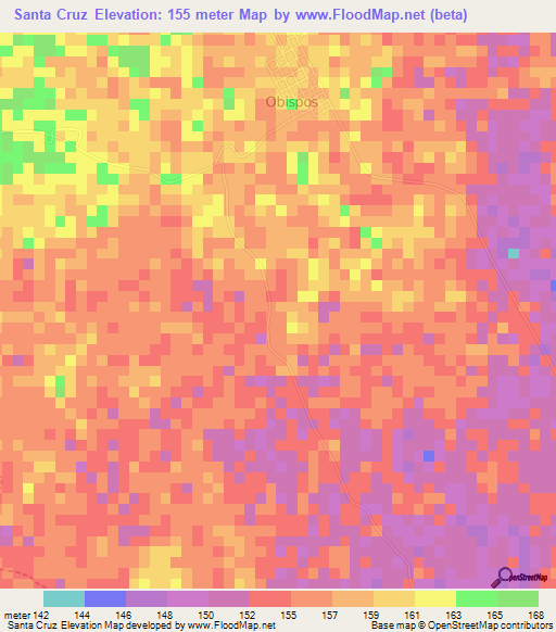 Santa Cruz,Venezuela Elevation Map
