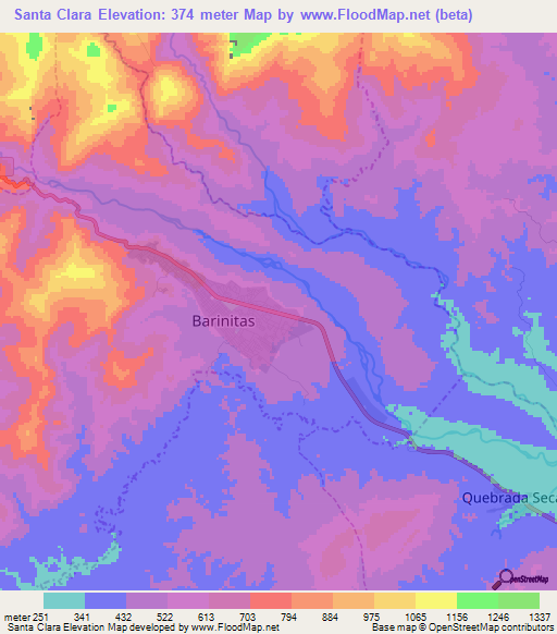 Santa Clara,Venezuela Elevation Map