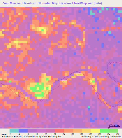 San Marcos,Venezuela Elevation Map