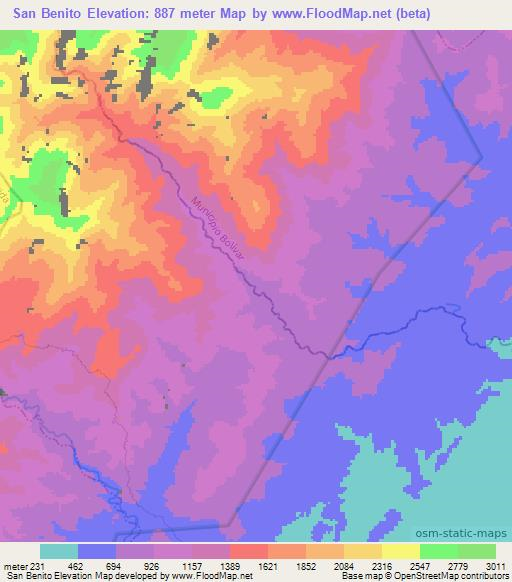 San Benito,Venezuela Elevation Map