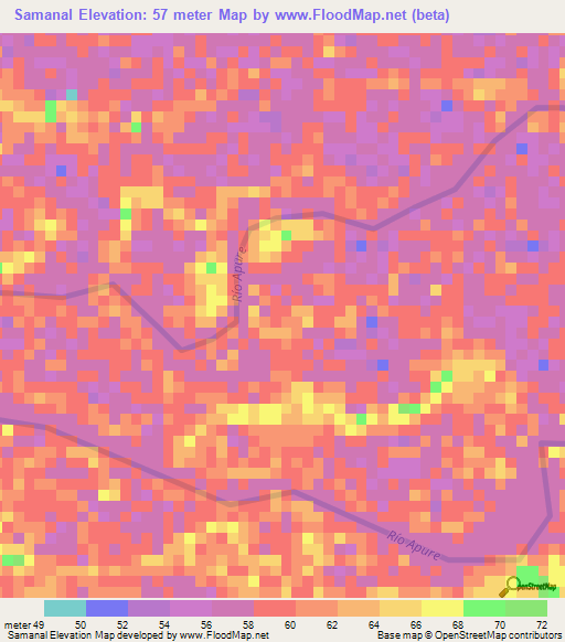 Samanal,Venezuela Elevation Map