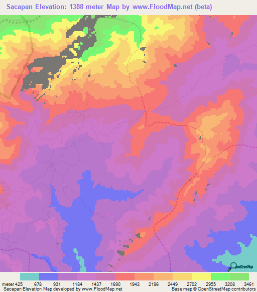 Sacapan,Venezuela Elevation Map