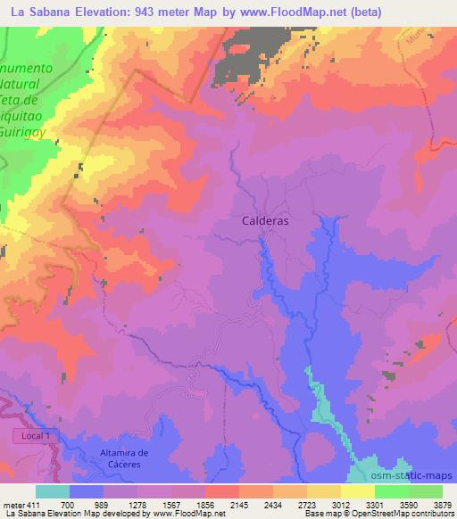 La Sabana,Venezuela Elevation Map