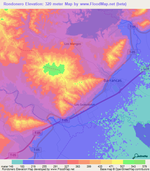 Rondonero,Venezuela Elevation Map