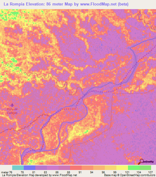 La Rompia,Venezuela Elevation Map