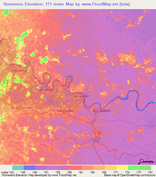 Romereno,Venezuela Elevation Map